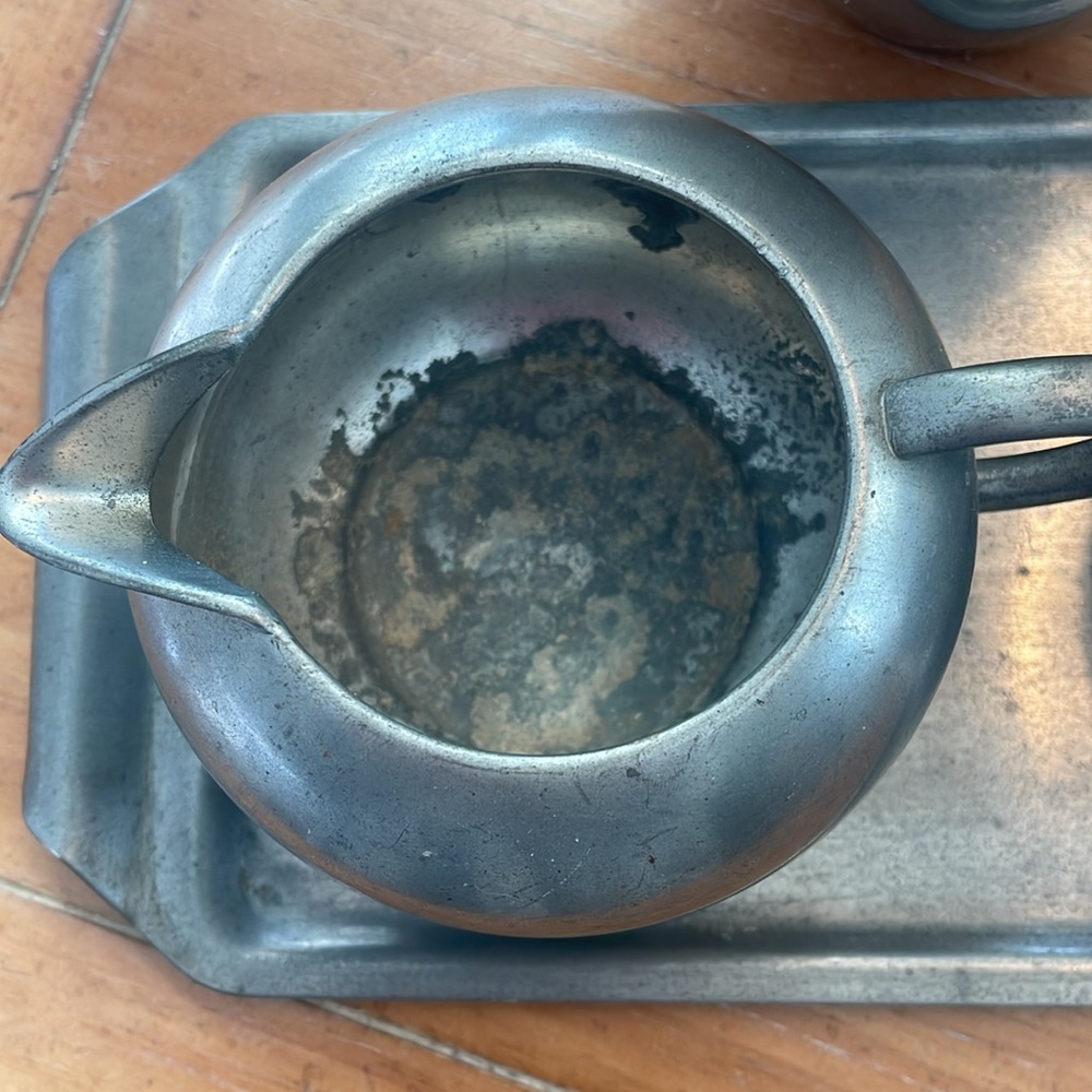 ANTIQUE PEWTER TEA SET, 6 PIECES - Picture 9 of 15